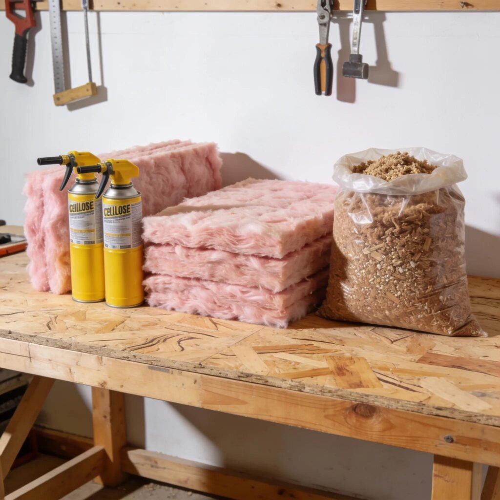 Cellulose insulation materials: batts, loose-fill, and spray application.