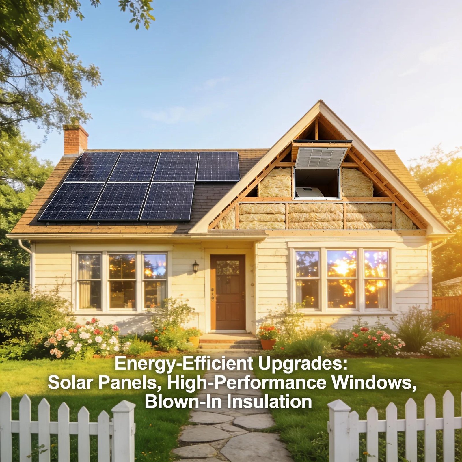 Older house attic upgraded with blown‑in insulation to boost energy efficiency