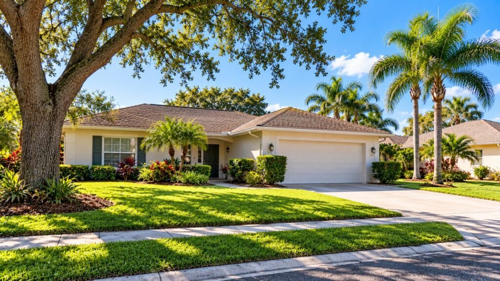 Block and stucco ranch home in a Bradenton neighborhood