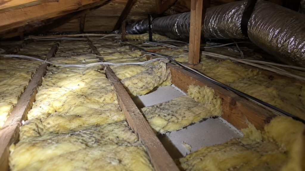 Old, thin fiberglass batt insulation in a Florida attic